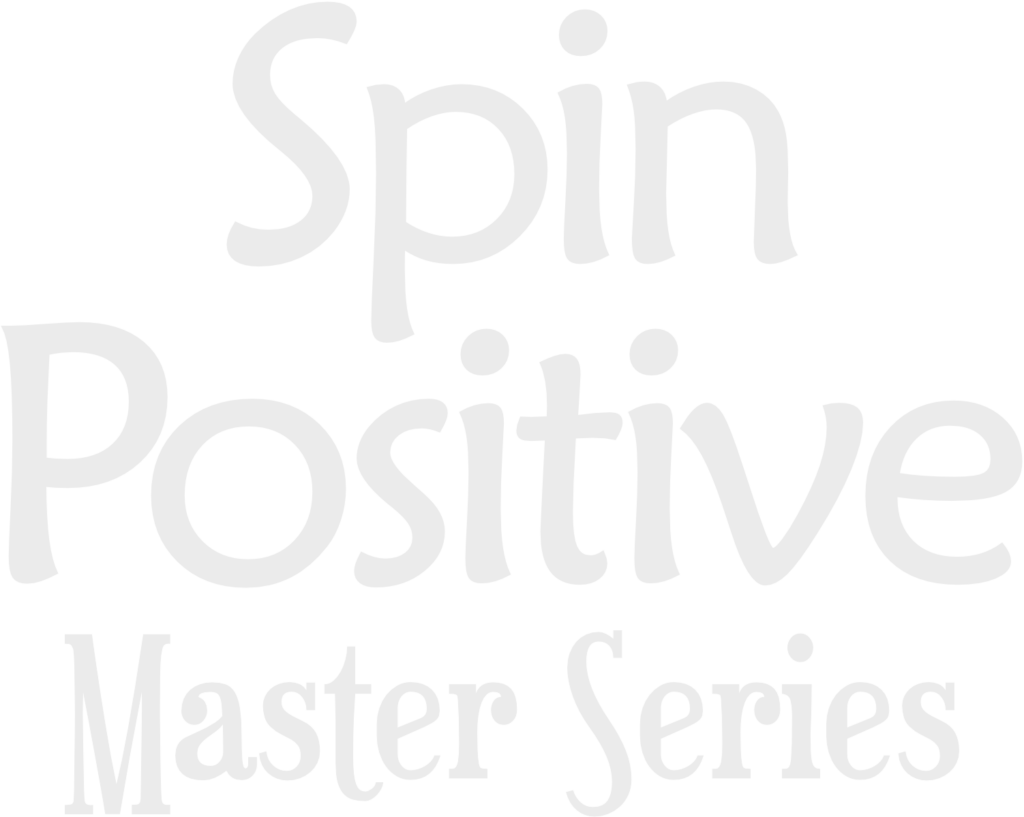 The Words "Spin Positive Master Series" in white magical typeface.