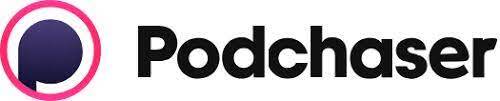 Podchaser logo. To left a circle of blue with the top part of a p outlined on the edge. To the right, the words Podchaser in black lettering.