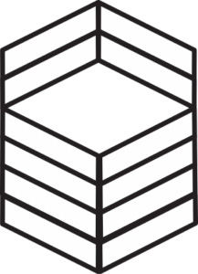 A set of four chevrons, white in color pointed down with two top kick white chevrons on top pointed up.