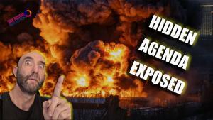 In the background, there is a violent explosion with a large fireball and huge plume of dark, choking, smoke. In front of the explosion, and rising from the lower left hand corner is a handsome Mojoe Mike with a surprised look upon his face pointing toward the distruction. Above him, and tilted about sixty degrees counter-clockwise is the Spin Positive Revolution logo complete with the tri-arrow logo. On the right side, and also tilted are the words in large, Impact typeface "Hidden Agenda Exposed"